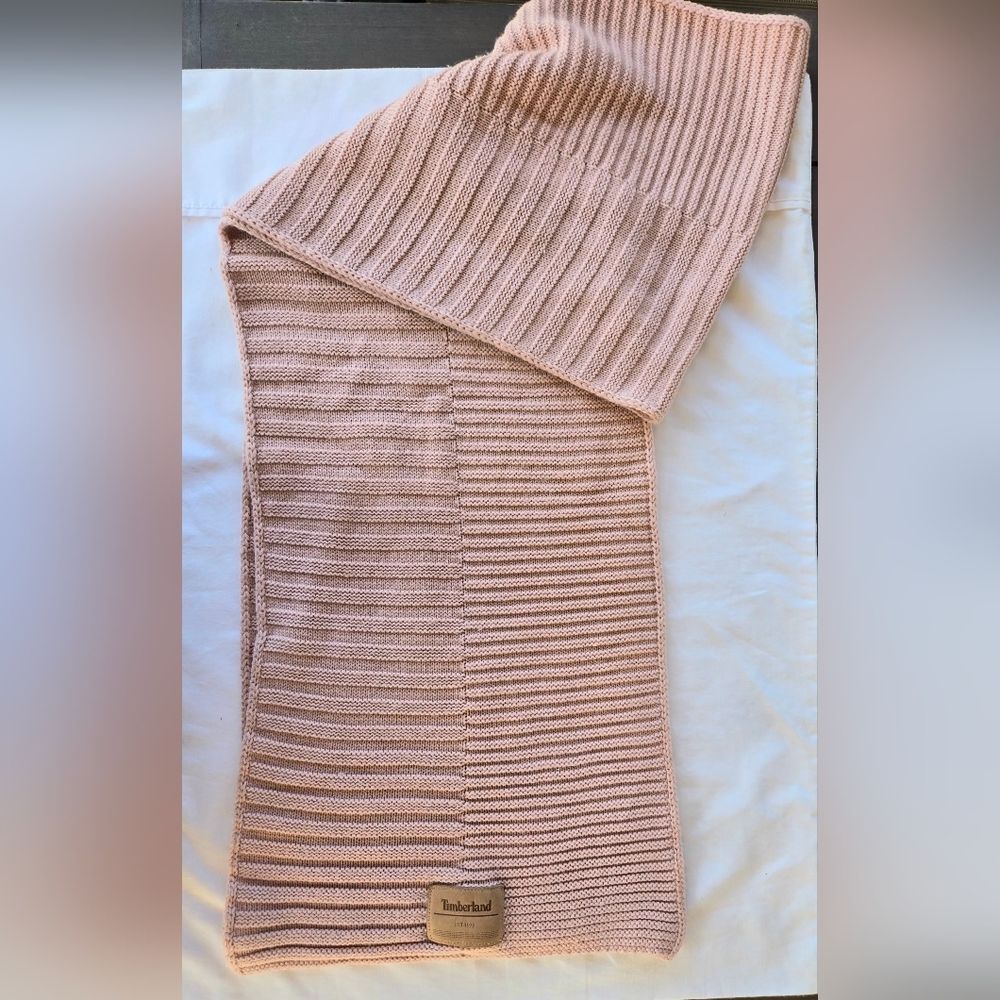Timberland Ribbed Knit Scarf – Blush Pink – 100% Soft Acrylic – One Size